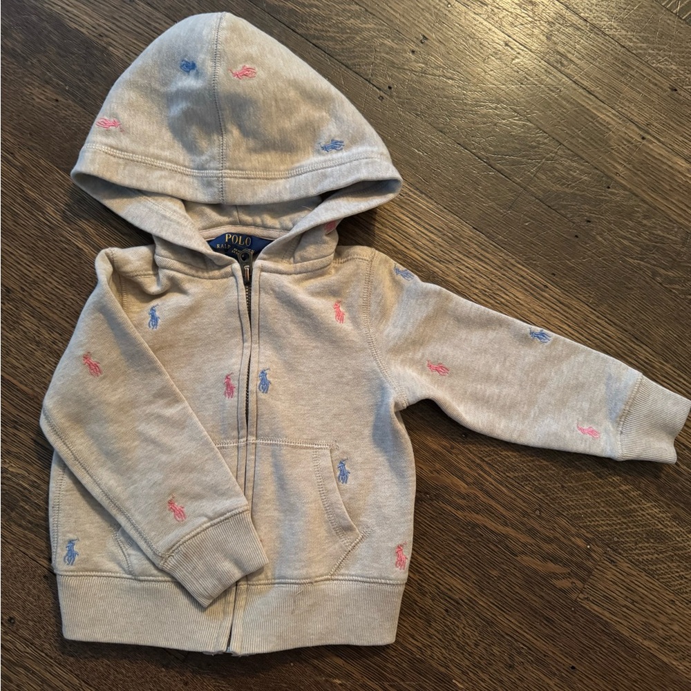 Polo by Ralph Lauren Kids Hoodie with Pink and Blue Embroidery 2T EUC